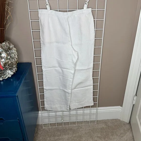 j.jill Love Linen White Pull-On Pants, Size M Tall - Picture 7 of 7